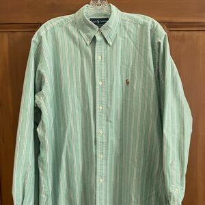 Ralph Lauren Classic Fit Green Purple Stripe LS Cotton Shirt L